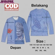 RM100 Banknote Long Sleeve Tee | Exclusive Print for Merdeka & Community Activities MG