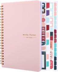 Thboxes A5 Weekly Planner Notebook 52 Week Undated Journal for Women Pink |   Spiral Binding Sticker