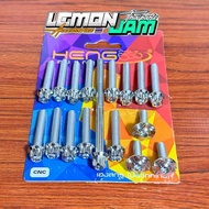 HENG CRANKCASE BOLTS SET HONDA BEAT FI / CARB CNC / GOLD / SILVER