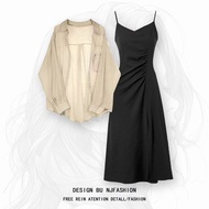 大碼 套裝 女 2024 新款 大碼女裝上衣新款韩版 大碼女裝 Women's Autumn 2025 Two-Piece Suit - Sunscreen Chiffon Shirt & Sling