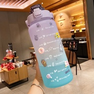 Quifit 2 Liter Botol With Stickers And Straw Bpa Free Minum Penanda Wa