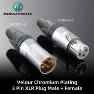 Neutrik 3ขา XLR ปลั๊กตัวเมียตัวผู้ชุบทอง/เงิน3ขั้วตัวเชื่อมต่อสายเคเบิลเสียงไมโครโฟน NC3MXX NC3MXX-B