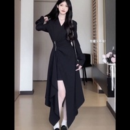 【gudaokang2.my】 Matsumoto Funeral Black Zipper Skirt Irregular Skirt Solid Color Dress Simple Slim-f