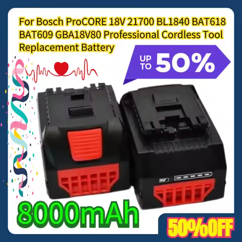 For Bosch ProCORE 18V 21700 BL1840 BAT618 BAT609 GBA18V80 Professional Cordless Tool 8000mAh Replace