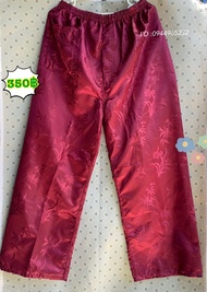 กางเกงผ้าแพร เอวยางยืด ผ้าหนาเนื้อดี ตะเข็บ 2 ชั้น ทนทาน มีกระเป๋าข้างหน้า1ข้าง #bannangshop