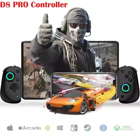 D8 Pro Bluetooth Gamepad with Hall Effect Joysticks Triggers for iPad 12.9 iPhone Switch PS4 Android