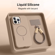 [With Lanyard] High Aesthetic Liquid Silicone Anti Drop Magnetic Phone Case Is Used for IPhone 11 12