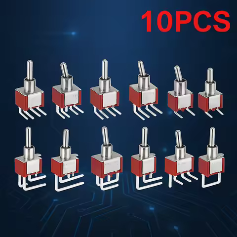 10PCS MTS-102/203 C4/C3 3/6Pin Toggle Switch Bent Switch 2A 3A 10A 125/250V AC SPDT PCB Mount Side B