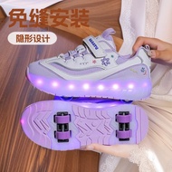 Running Roller Skate Shoes Wheel Lace Wheel Shoes Children Roller Skate Shoes Retractable Double Whe