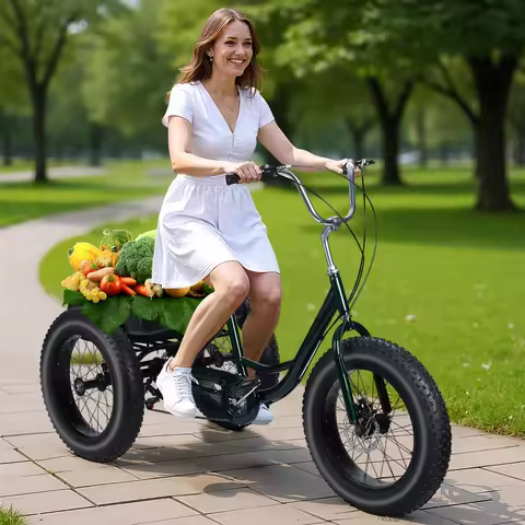 Non electric - (maximum weight capacity 450 pounds) 7-speed manual fat tire tricycle, 20 inch adult 