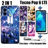 2 IN 1 BTS Case with Tempered Glass For Tecno Pop 6 LTE Phone Case and Curved Ceramic Screen Protector