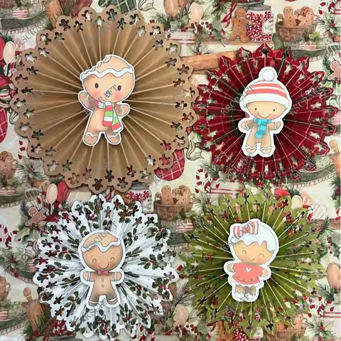KSCRAFT Gingerbread Man Rosette Cutting Dies Stencils for DIY Scrapbooking Decorative Embossing DIY 
