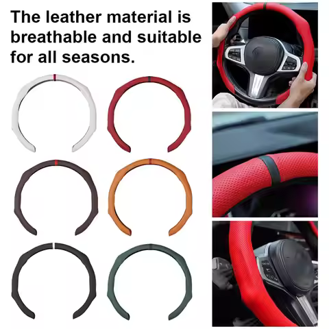 Universal Car Nappa Leather Steering Wheel Cover Breathable Handle Suede Shaping Car Plastic Car 5D