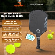 Genuine Six Zero Double Black Diamond Control Pickleball Racket - Black - 16mm - High Control, Light