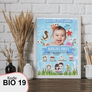 Print Baby BIODATA PLUSH Frame - Print BIODATA Birth CUSTOM FIBER