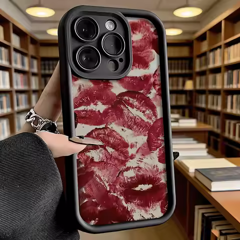 Red Lipstick Kiss Print Pattern Shockproof Phone Case For Xiaomi Redmi Note 15 14 13 12 11 10 9 8 Pr