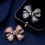 Vintage Rhinestone Bow Tie Brooches Woman Corsage BR150