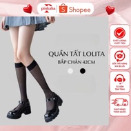 Lolita Calf Tights 42cm PINKAHA Socks JK Cosplay Japanese Student Knee-Length Socks White Black QT29