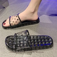 คริสตัลรองเท้าแตะผู้หญิงพลาสติกใสวุ้นส้นต่ำเกาหลีรุ่นในร่มใช้รองเท้าแตะฤดูร้อนKhan