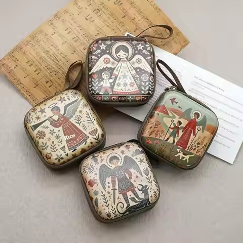 7x7cm Virgin Mary Jesus Prayer Rosary Bag Religious Jewelry Storage Box Articulos Religioso