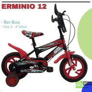 Sepeda Anak Laki Laki Roda 4 Erminio 12 Inch Usia 2-4 Tahun Bang Busa