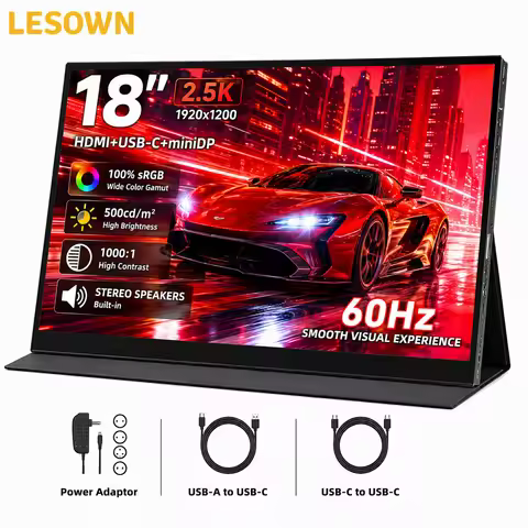 LESOWN 18 Inch 2.5K Portable Monitor Travel Display Driverless External Panel for PS4