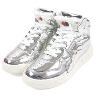 全新未使用VALENTINO單鉚釘高筒運動鞋，銀/白色，44 碼，義大利製造，附鞋盒和防塵袋