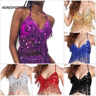 NONEDYODYE9I Performance Top Women Dance Wear Sequin Tassel Halter Bra