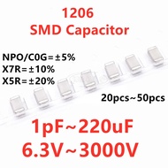 1206 SMD Capacitor 1PF2.2PF3.3PF4.7PF6.8PF10PF220PF330PF470PF680PF1NF2.2NF4.7NF10NF100NF0.1UF1UF2.2U