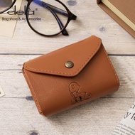 Dela Japanese and Korean style magazine appendix tri fold wallet PU leather short wallet cartoon min