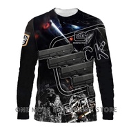 [In stock] 2023 design GLOCK NEW  BLACK DESIGN LONG SLEEVES MAN SHIRT FOR MAN Full Sublimation 3D T-