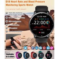 【HOT SALE】[Smart D18 Heart Rate Blood Pressure Monitoring Sports Watch]24H Health Monitor Bluetooth 