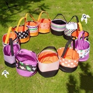 Sturdy Halloween Canvas Candy Bucket Reusable Pumpkin Basket Stylish Practical Halloween Decoration 