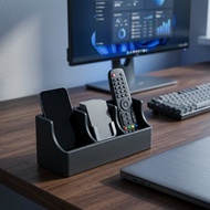66 Minimalist 3-Slot Desk Organizer Storage Box - TV, AC, Smartphone & Business Card Remote Control 