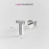 LAZO DIAMOND Initial Pavé Diamond Stud Earring in 375/9K White Gold