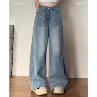 YOYO- New Trendy Highwaist Culottes Loose Wide Leg Jeans Korean StyleWanita