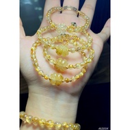 5mm blonde TA bead necklace mixed with lucky 4-leaf clover