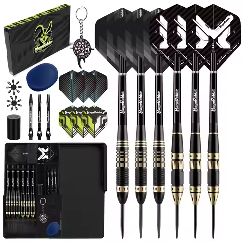 MageRabbit Premium 3pk 23g & 3pk 24g Brass Darts Set | Heavyweight Steel Tips + Magnetic Case - Perf