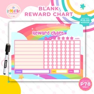 BLANK REWARD CHART Laminated Educational Charts for Kids Eraseable Writing Charts