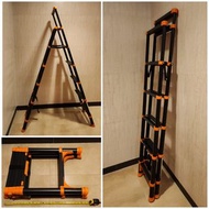 折叠伸縮六級人字梯，加厚鋁合金，收合時每級有自動安全防夾手鎖制，頂附有扶手桿 家品