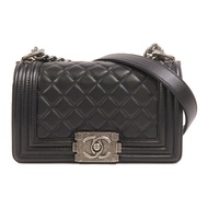 CHANEL 羊皮皮革Boy 20銀扣鏈帶肩背袋
