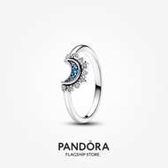 Cincin Pandora Baru Celestial Blue Sparkling Moon Hadiah Liburan