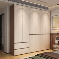 Segmented wardrobe without handles, oak solid wood home wardrobe