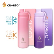 CIVAGO（18oz/22oz/32oz/40oz）Wide Mouth with Cap Lid Vacuum Insulated Tumbler Drinking Water Bottle