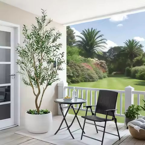 Olive Trees Artificial Indoor, 5/6/7ft Multi-Trunk Tall Faux Olive Tree With 706/826/1346 Lifelike L