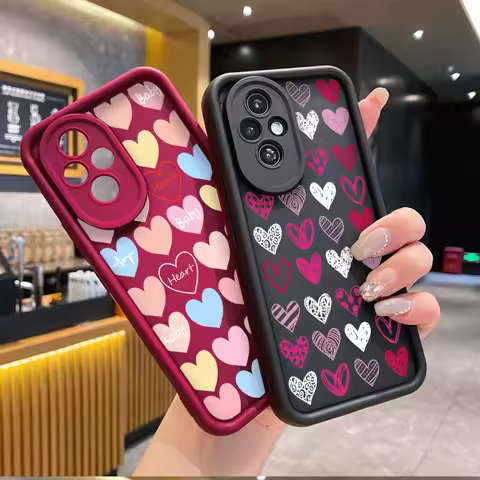 Cute Love Heart Pattern Phone Case for Honor Huawei 200 70 90 Lite Nova 10 P20 30 40 50 9X X8 Mate 2