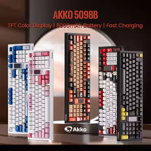 Akko 5098B Wireless Mechanical Gaming Keyboard With 1.47-inch TFT Screen Vertical Knob 1800 Compact 