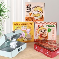 Disposable Cartoon Pizza Packaging Box 7/8/9/10 Inch Aluminum Film Custom Insulation For Takeaway