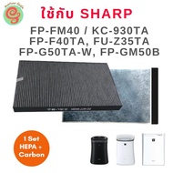 ลดพิเศษ สินค้ามีตำหนิ แผ่นกรองใช้สำหรับเครื่องฟอกอากาศ Sharp รุ่น FU-Z35TA, KC-930TA, FP-FM40, FP-FM40B, FP-F40TA, FP-G50TA-W, FP-GM50B ใช้ทดแทนไส้กรอง รุ่น FZ-30SFTA, FZ-F40SFE ครบชุด พร้อมแผ่นคาร์บอนกันกลิ่น  โดย กันฝุ่น Gunfoon