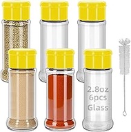 eispap 6Pcs Glass 2.8oz 80ml Seasoning Containers with Screw Lids to Pour or Shake,Portable Empty Cl
